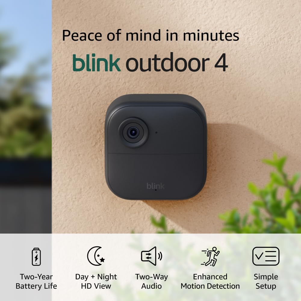 Blink Outdoor 4 – Wireless smart security camera, two-year battery life, 1080p HD day and 